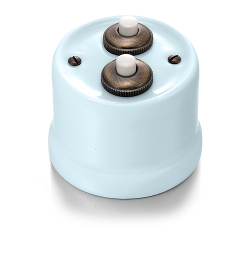 [30.343.85.2] Garby double bouton poussoir 10A/250V AC, 24V DC porcelaine Coton