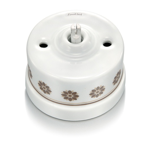 [30.344.63.1] Garby double rotary push button switch 10A/250V AC porcelain decoration brown/gold