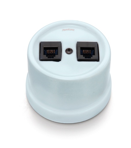 [30.706.85.2] Garby double telephone socket RJ12 porcelain Coton