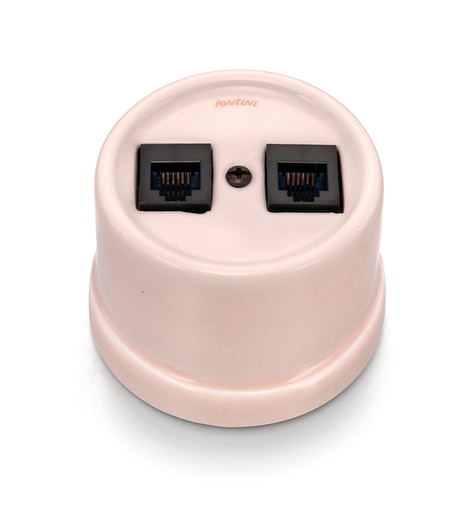 [30.706.87.2] Garby double telephone socket RJ12 porcelain Camille