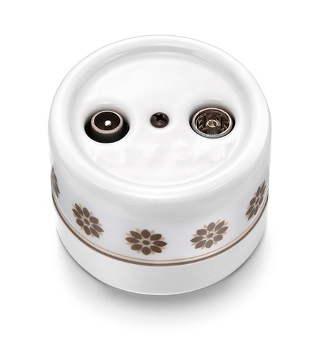 [30.714.63.2] Garby prise TV/SAT intermédiaire B porcelaine décor marron/doré