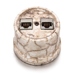 [30.761.15.2] Garby double prise RJ45 Cat.6A shielded porcelain decoration reggia