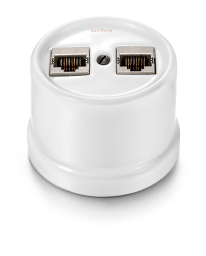 [30.761.17.2] Garby double prise RJ45 Cat.6A  blindé porcelaine blanc