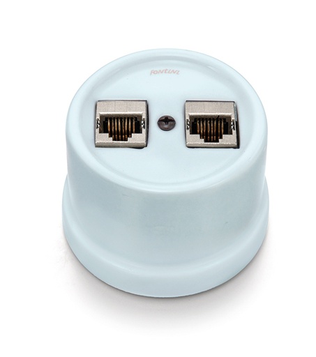 [30.761.85.2] Garby double prise RJ45 Cat.6A  blindé porcelaine Coton