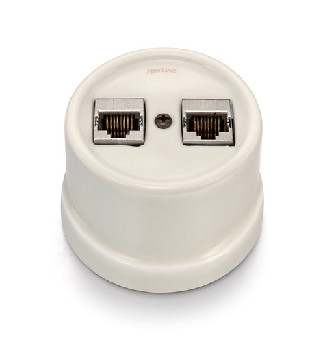 [30.761.88.2] Garby double prise RJ45 Cat.6A shielded porcelain Cru