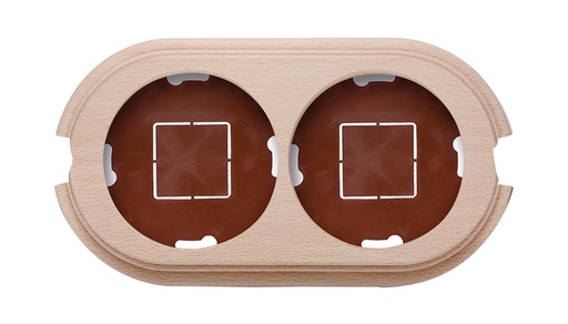 [30.842.81.2] Garby socle 2 modules verticale avec 2 passe-câble hêtre naturel