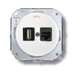 [31.719.17.2] Garby Colonial double prise USB + RJ45 Cat.6 porcelain white