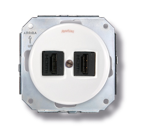 [31.726.17.2] Garby Colonial double prise HDMI porcelaine blanc