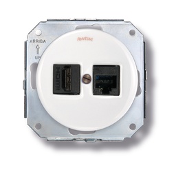 [31.728.17.2] Garby Colonial double prise HDMI + RJ45 Cat.6 porcelaine blanc