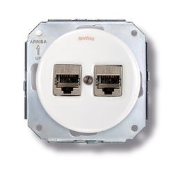 [31.761.17.2] Garby Colonial double prise RJ45 Cat.6A  blindé porcelaine blanc
