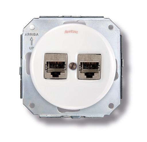 [31.761.17.2] Garby Colonial double prise RJ45 Cat.6A  blindé porcelaine blanc