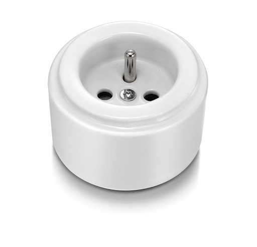 [33.208.17.2] DO installation en saillie prise de courant avec terre F/B 16A/250V en porcelaine blanche