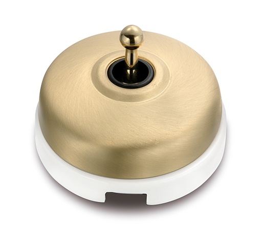 [60.304.52.2] Dimbler permutateur 10A/250V base en porcelaine blanc/bouton, dome or