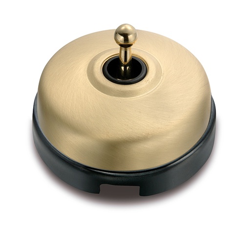 [60.304.74.2] Dimbler kruisschakelaar 10A/250V basis porselein zwart/knop, dome verguld