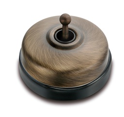 [60.304.85.2] Dimbler intermediate switch 10A/250V base porcelain black/knob and dome bronze