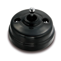[60.308.34.2] Dimbler wisselschakelaar 10A/250V basis en dome porselein zwart/knop chroom