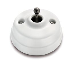 [60.308.61.2] Dimbler two-way switch 10A/250V, dome porcelain white/knob black nickel