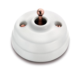 [60.308.62.2] Dimbler wisselschakelaar 10A/250V basis en dome porselein wit/knop koper
