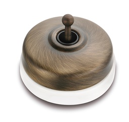 [60.308.71.2] Dimbler two-way switch 10A/250V base porcelain white/knob and dome bronze