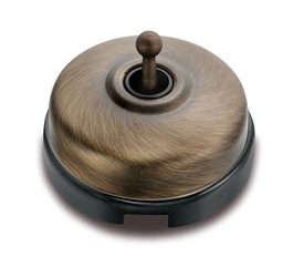 [60.308.75.2] Dimbler two-way switch 10A/250V base porcelain black/knob, dome bronze