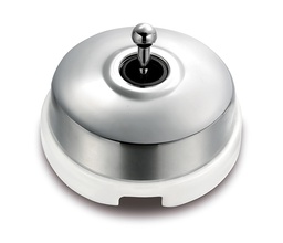 [60.308.81.2] Dimbler wisselschakelaar 10A/250V basis porselein wit/knop, dome chroom