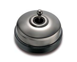 [60.308.89.2] Dimbler interrupteur va-et-vient 10A/250V base en porcelaine noir/bouton et dome nickelé