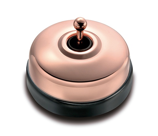 [60.310.88.2] Dimbler drukknop 10A/250V AC - 24V DC 10A/250V basis porselein zwart/dome koper