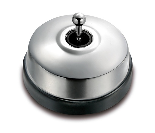 [60.312.87.2] Dimbler bouton poussoir à levier 10A/250V AC - 24V DC base en porcelaine noir/bouton, dome chromé