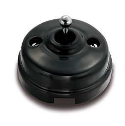[60.314.24.2] Dimbler switch II pôles 10A/250V, dome porcelain black/knob chrome