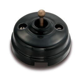 [60.314.25.2] Dimbler switch II pôles 10A/250V, dome porcelain black/knob bronze