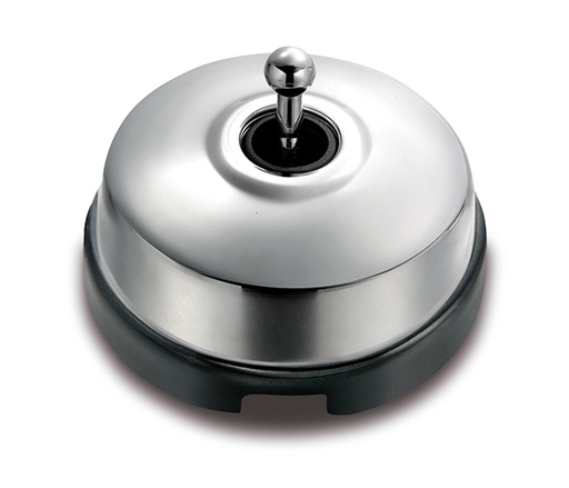 [60.314.77.2] Dimbler II-polige schakelaar 10A/250V basis porselein zwart/knop, dome chroom