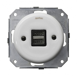 [31.765.17.2] Garby Colonial inbouw dubbele USB-oplader 5V 2,6A porselein wit