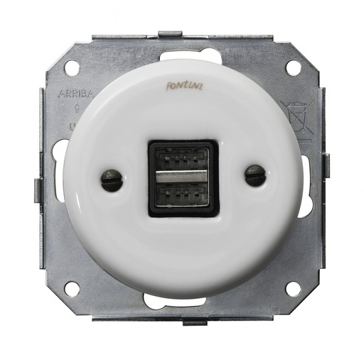 [31.765.17.2] Garby Colonial inbouw dubbele USB-oplader 5V 2,6A porselein wit
