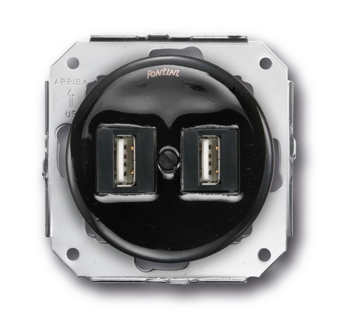 [31.765.27.2] Garby Colonial inbouw dubbele USB-oplader 5V 2,6A porselein zwart