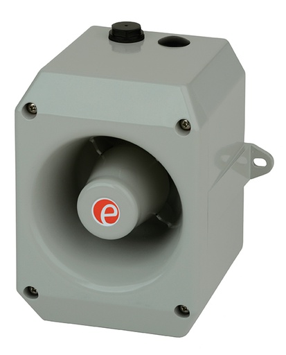 [D105AXDC024G-UL] Elektronische multitoonsirene │ stemopname │ aluminium │ max. 112dB @ 1m │ 10-30V DC │ grijs
