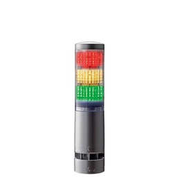 [LA6-3DTNUB-RYG] LED signal tower LA6 │buzzer/flash │ direct mount │ Ø60mm │ 24V DC │ silver │ RYB