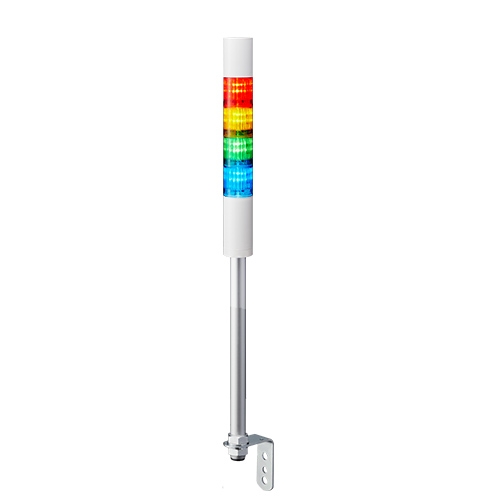 [LR4-402LJBW-RYGB] LED signal tower, Ø40mm, 24V DC, pole mount/cable, flash/buzzer, off-white