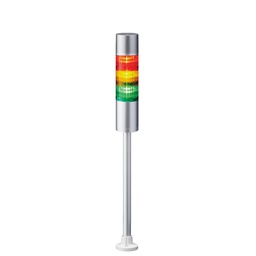 [LR6-302PJBU-RYG] LED signal tower LR6 │ pole mount/cable │ flash/buzzer │ Ø60mm │ 24V DC │ silver │ red/yellow/green