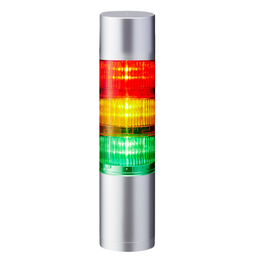 [LR6-302WJBU-RYG] LED signaaltoren, diam. 60mm, directe montage/kabel, flits/buzzer, zilver