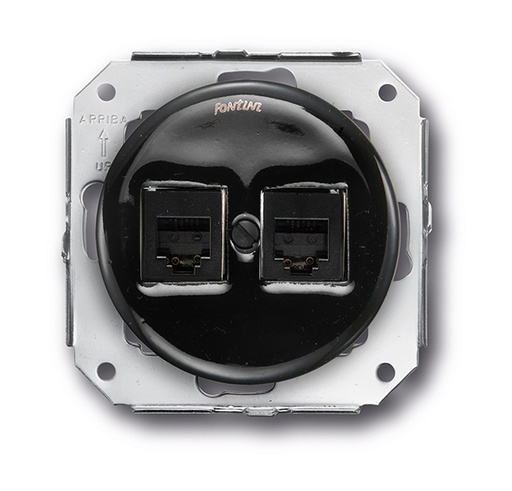 [31.706.27.2] Garby double telephone socket RJ12 porcelain black