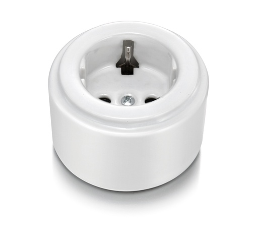 [33.212.17.2] DO installation en saillie prise de courant avec contact latéral de terre Schuko 16A/250V en porcelaine blanche
