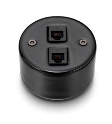 [33.708.27.2] DO installation en saillie double prise RJ12 + RJ45 CAT6 en porcelaine noire