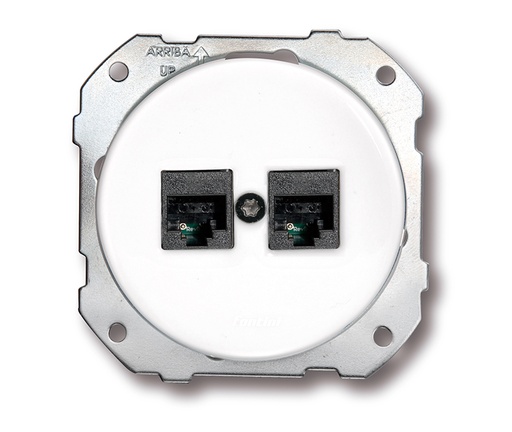 [34.708.17.2] DO inbouw dubbele poort RJ12 + RJ45 CAT6 porselein wit