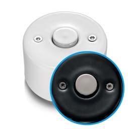 [33.310.02.2] DO installation en saillie bouton poussoir 10A/250V AC en porcelaine noire, vis nickelés noir