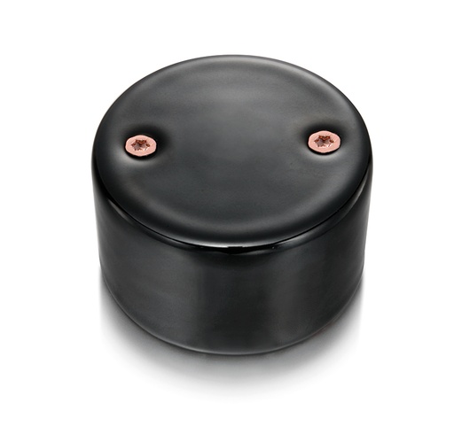 [33.656.03.2] DO installation en saillie couvercle aveugle en porcelaine noire, vis cuivrés