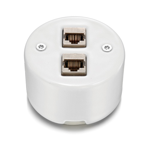 [33.761.17.2] DO installation en saillie double prise RJ45 CAT6A blindée en porcelaine blanche
