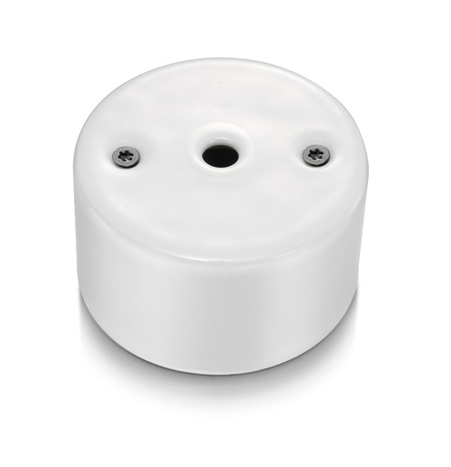 [33.927.12.2] DO installation en saillie sortie de câble en porcelaine blanche, vis nickelés noir