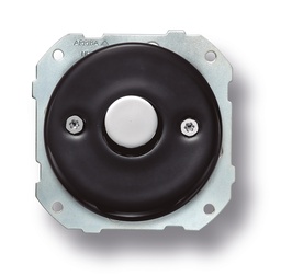 [34.310.01.2] DO installation encastrée bouton poussoir 10A/250V AC - 24V DC 10A/250V en porcelaine noire, vis chromés