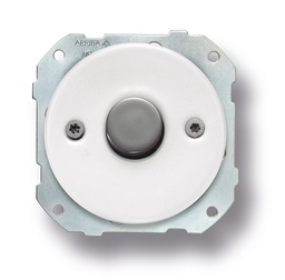 [34.310.12.2] DO installation encastrée bouton poussoir 10A/250V AC - 24V DC 10A/250V en porcelaine blanche, vis nickelés noir