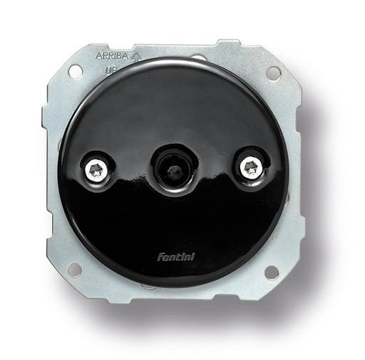 [34.344.01.1] DO inbouw dubbele draai/drukknop 10A/250V porselein zwart, schroeven chroom